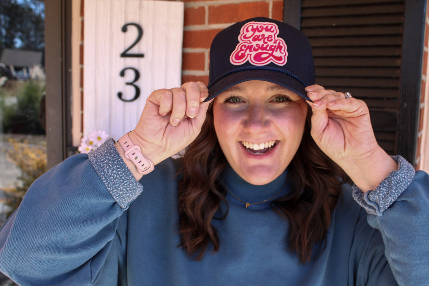 You Are Enough Trucker Hat, Navy Blue