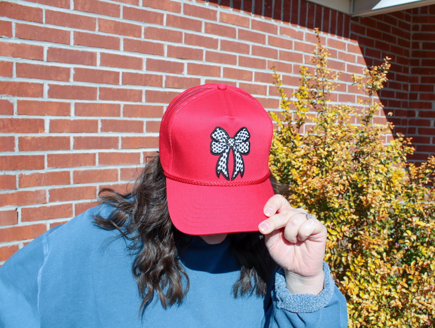 Bow Me Away Trucker Hat, Red