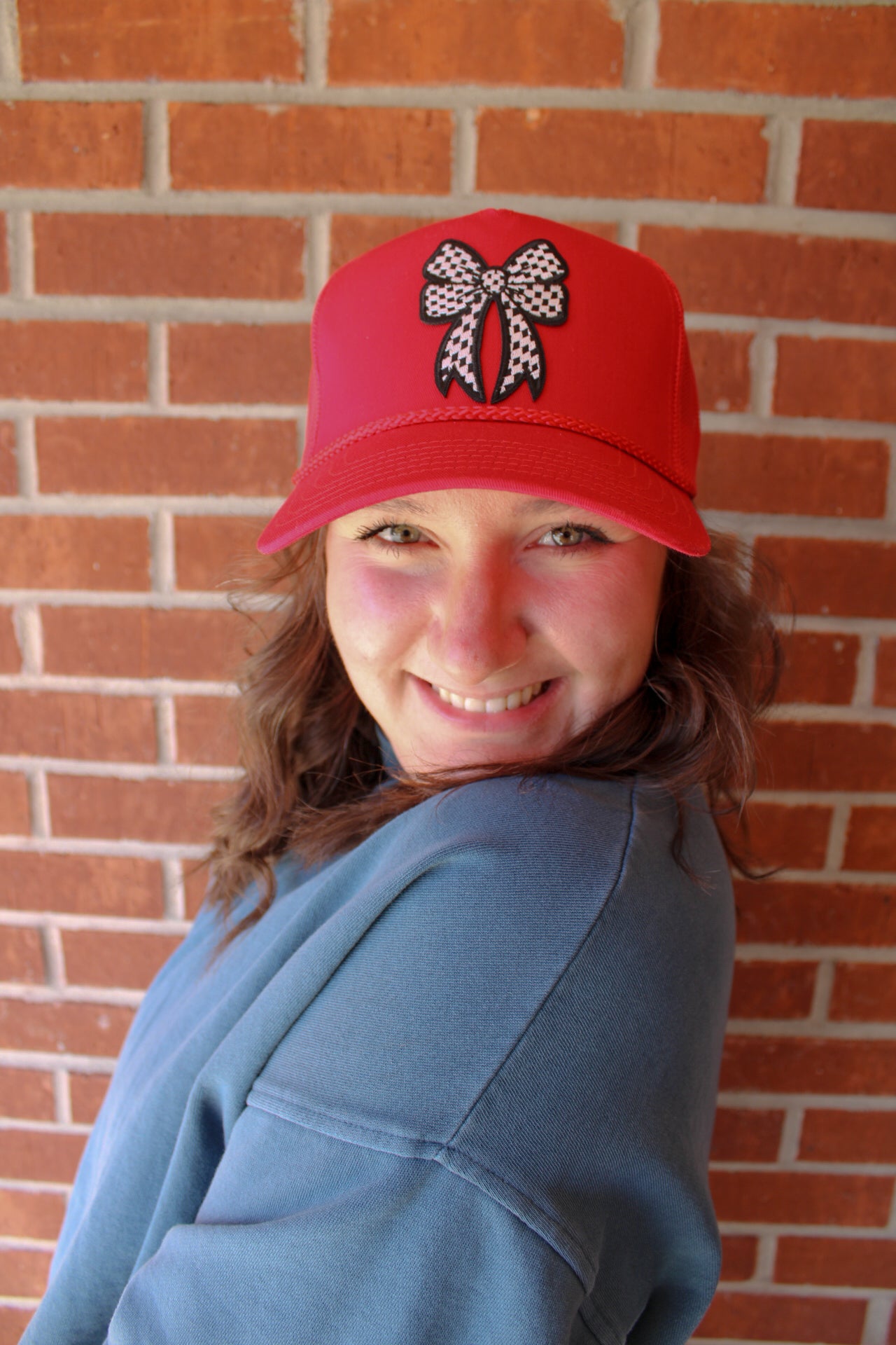 Bow Me Away Trucker Hat, Red